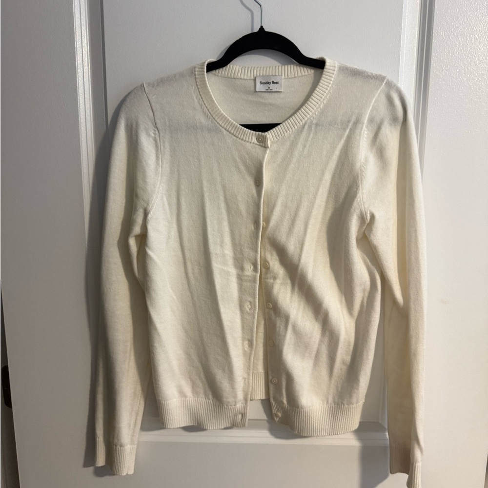 Aritzia Cream Button-Up Cardigan